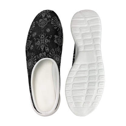 Black And White Wiccan Mystic Print Mesh Casual Shoes