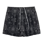 Black And White Wiccan Mystic Print Mesh Shorts