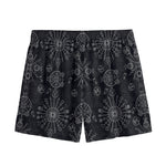 Black And White Wiccan Mystic Print Mesh Shorts
