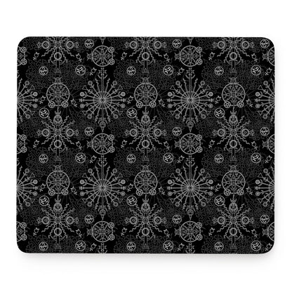 Black And White Wiccan Mystic Print Mouse Pad