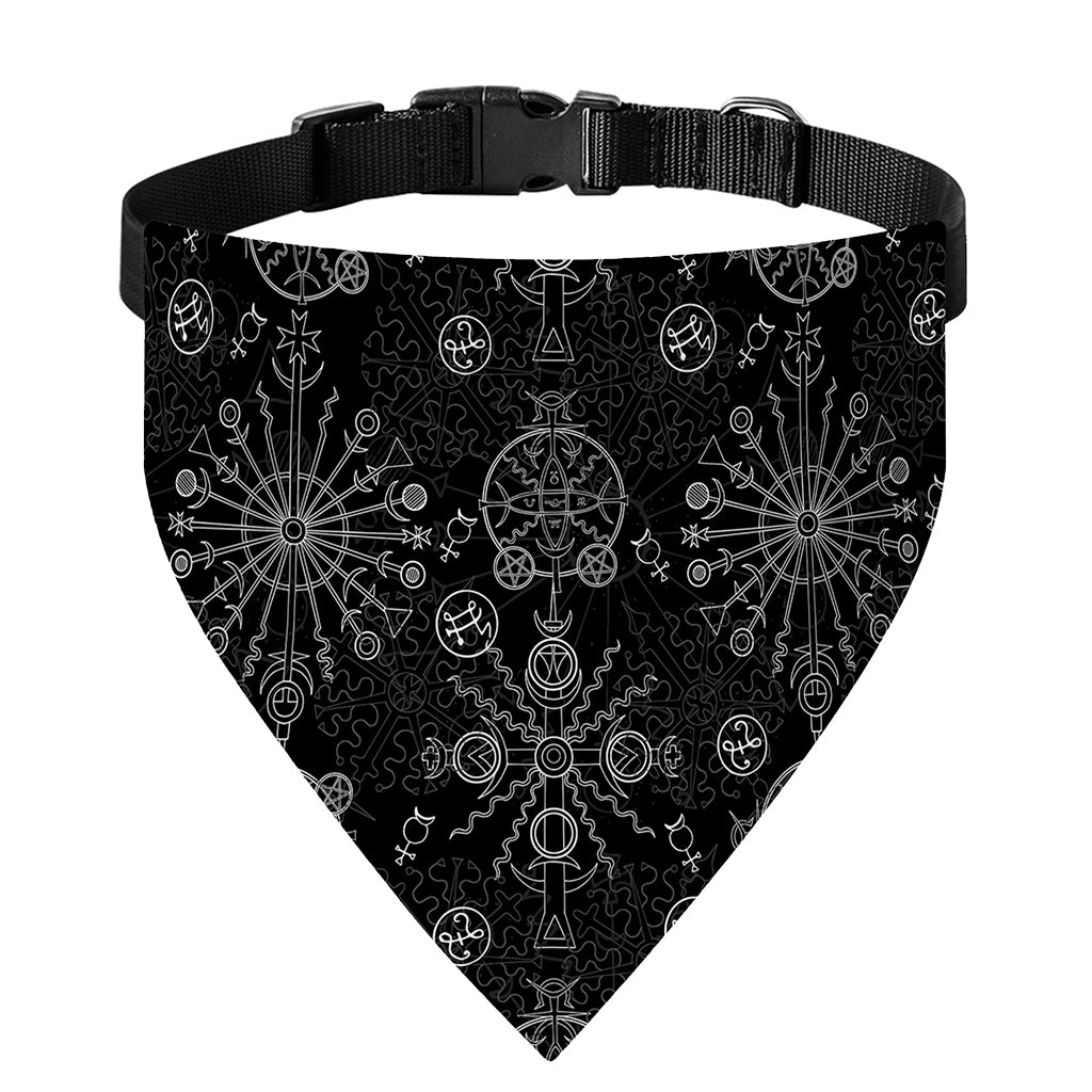 Black And White Wiccan Mystic Print Over The Collar Dog Bandana