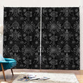 Black And White Wiccan Mystic Print Pencil Pleat Curtains