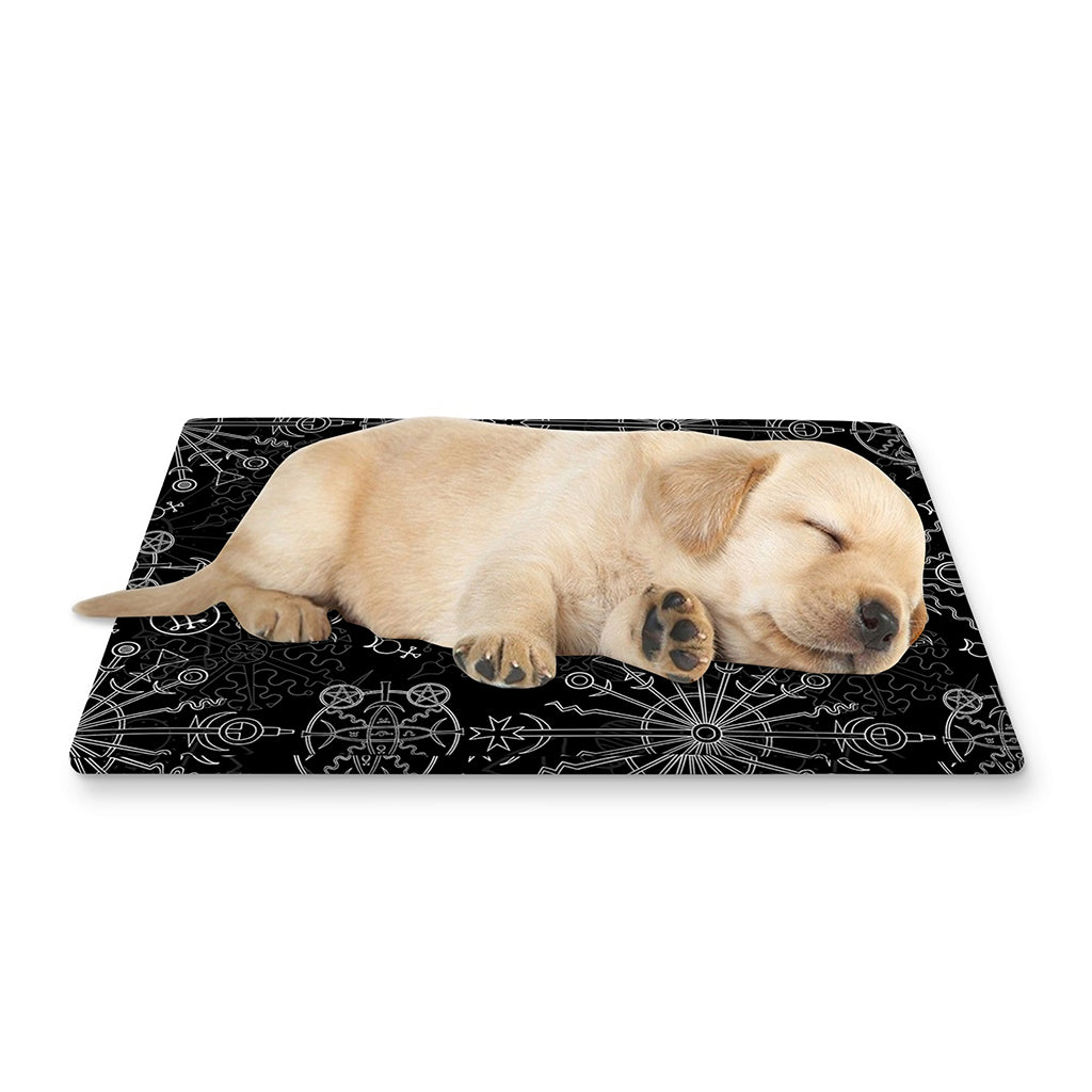 Black And White Wiccan Mystic Print Pet Cooling Mat Cover