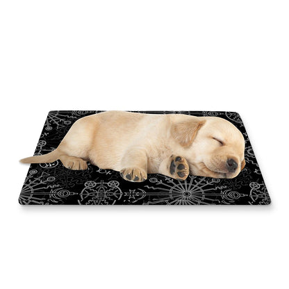 Black And White Wiccan Mystic Print Pet Cooling Mat Cover