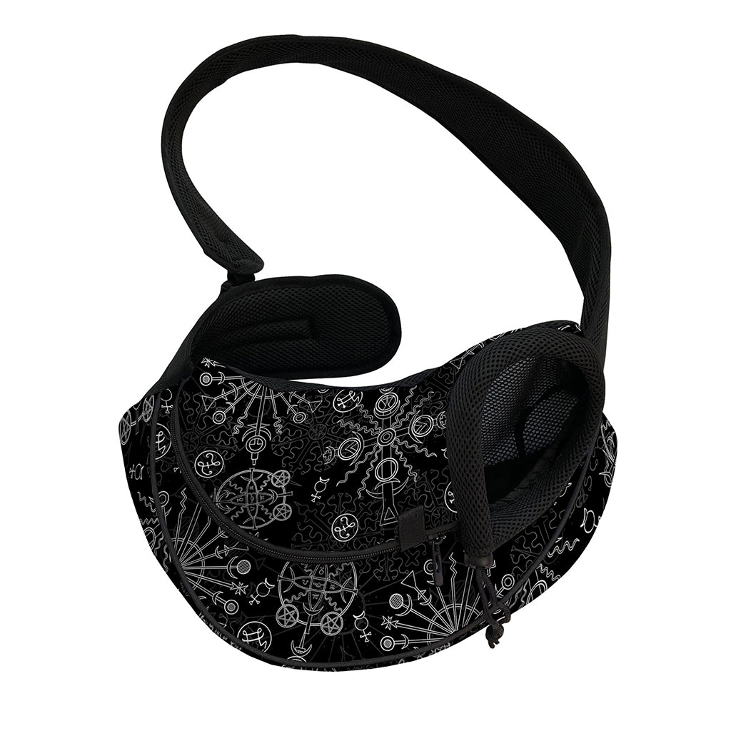 Black And White Wiccan Mystic Print Pet Sling Carrier