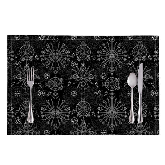 Black And White Wiccan Mystic Print Placemat