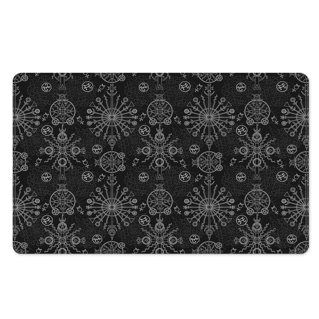 Black And White Wiccan Mystic Print Polyester Doormat