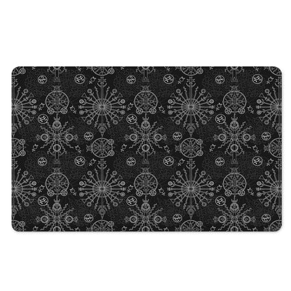 Black And White Wiccan Mystic Print Polyester Doormat