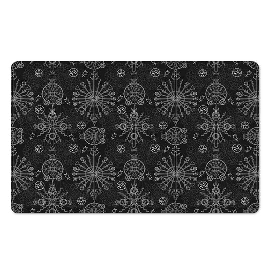 Black And White Wiccan Mystic Print Polyester Doormat
