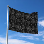 Black And White Wiccan Mystic Print Polyester Flag
