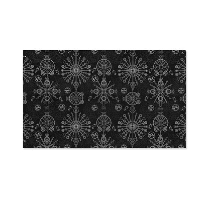 Black And White Wiccan Mystic Print Polyester Flag