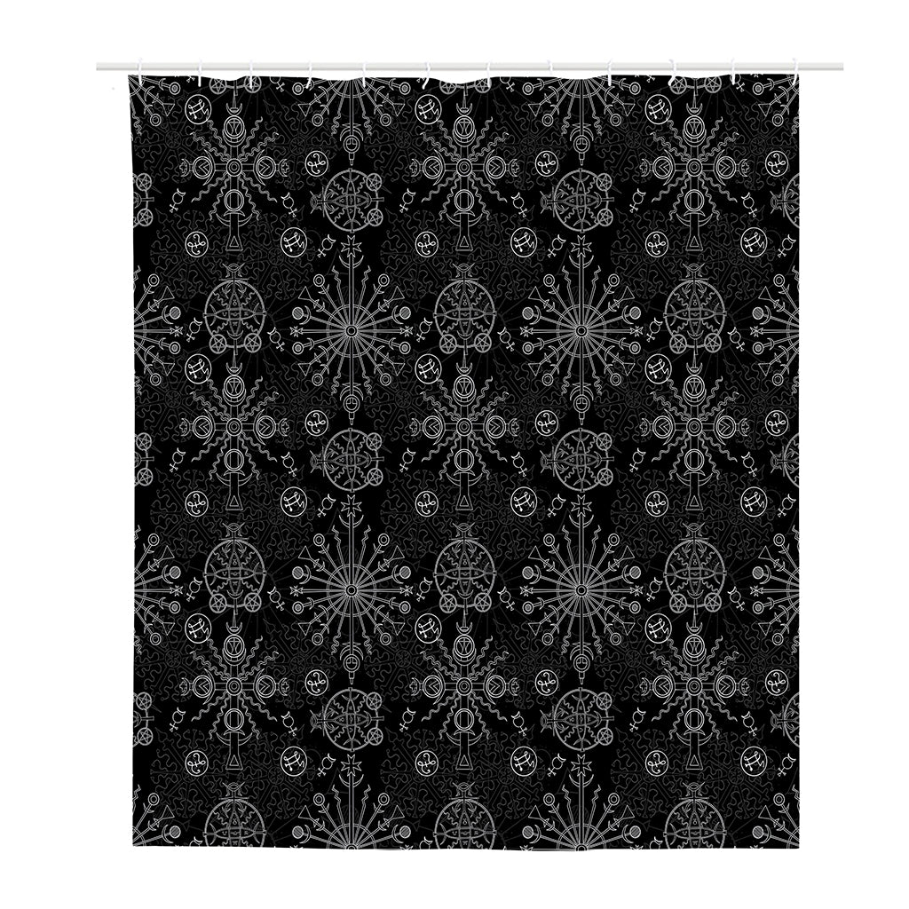 Black And White Wiccan Mystic Print Polyester Shower Curtain
