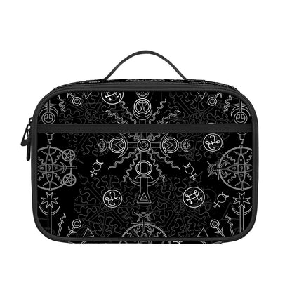 Black And White Wiccan Mystic Print Portable Lunch Bag