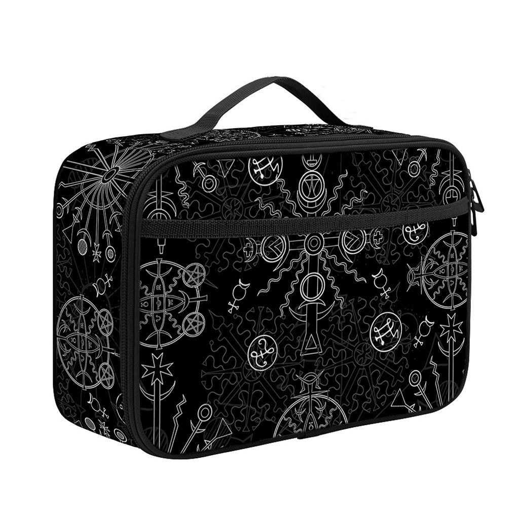 Black And White Wiccan Mystic Print Portable Lunch Bag