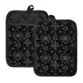 Black And White Wiccan Mystic Print Pot Holders With Pocket