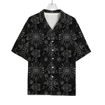 Black And White Wiccan Mystic Print Rayon Hawaiian Shirt