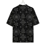 Black And White Wiccan Mystic Print Rayon Hawaiian Shirt