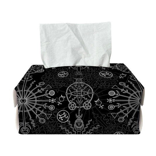 Black And White Wiccan Mystic Print Rectangle Tissue Box Cover