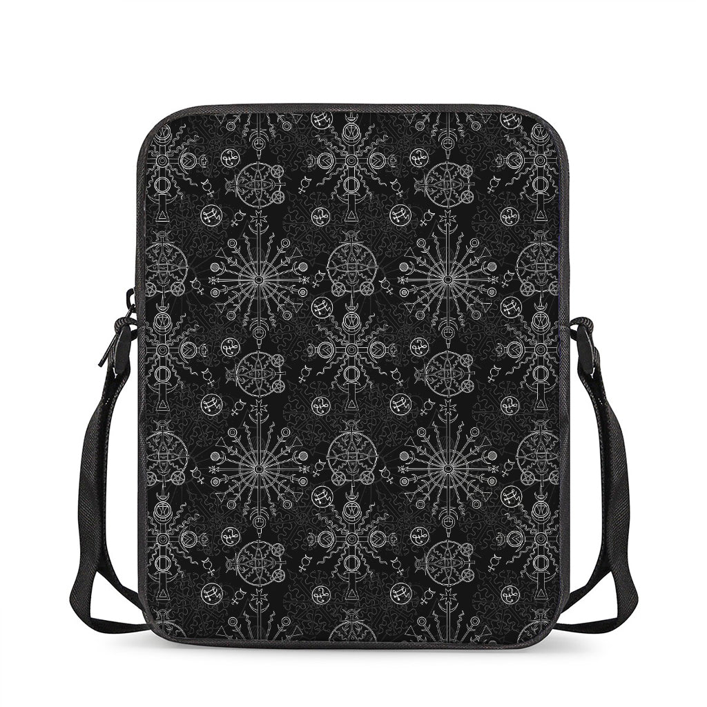 Black And White Wiccan Mystic Print Rectangular Crossbody Bag