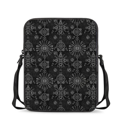 Black And White Wiccan Mystic Print Rectangular Crossbody Bag
