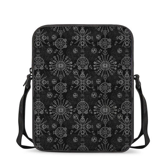 Black And White Wiccan Mystic Print Rectangular Crossbody Bag