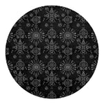 Black And White Wiccan Mystic Print Round Blanket