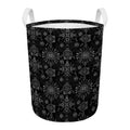 Black And White Wiccan Mystic Print Round Laundry Basket