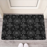 Black And White Wiccan Mystic Print Rubber Doormat