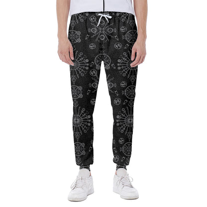 Black And White Wiccan Mystic Print Scuba Joggers