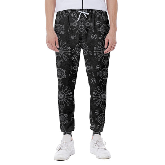 Black And White Wiccan Mystic Print Scuba Joggers