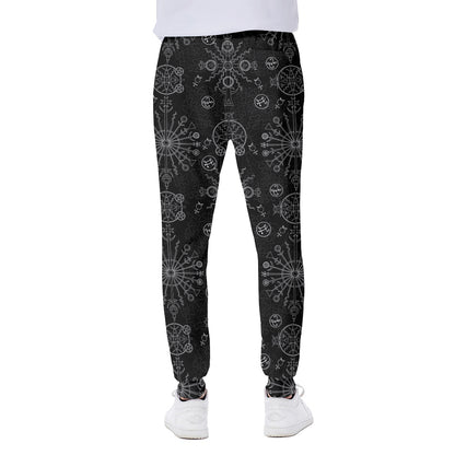 Black And White Wiccan Mystic Print Scuba Joggers