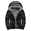Black And White Wiccan Mystic Print Sherpa Lined Zip Up Hoodie