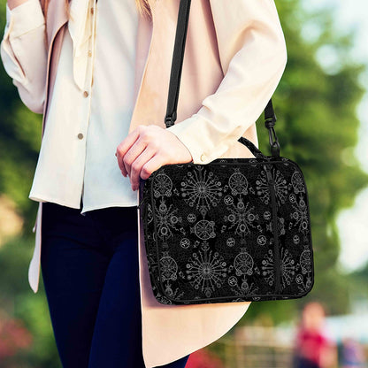 Black And White Wiccan Mystic Print Shoulder Strap Bible Bag