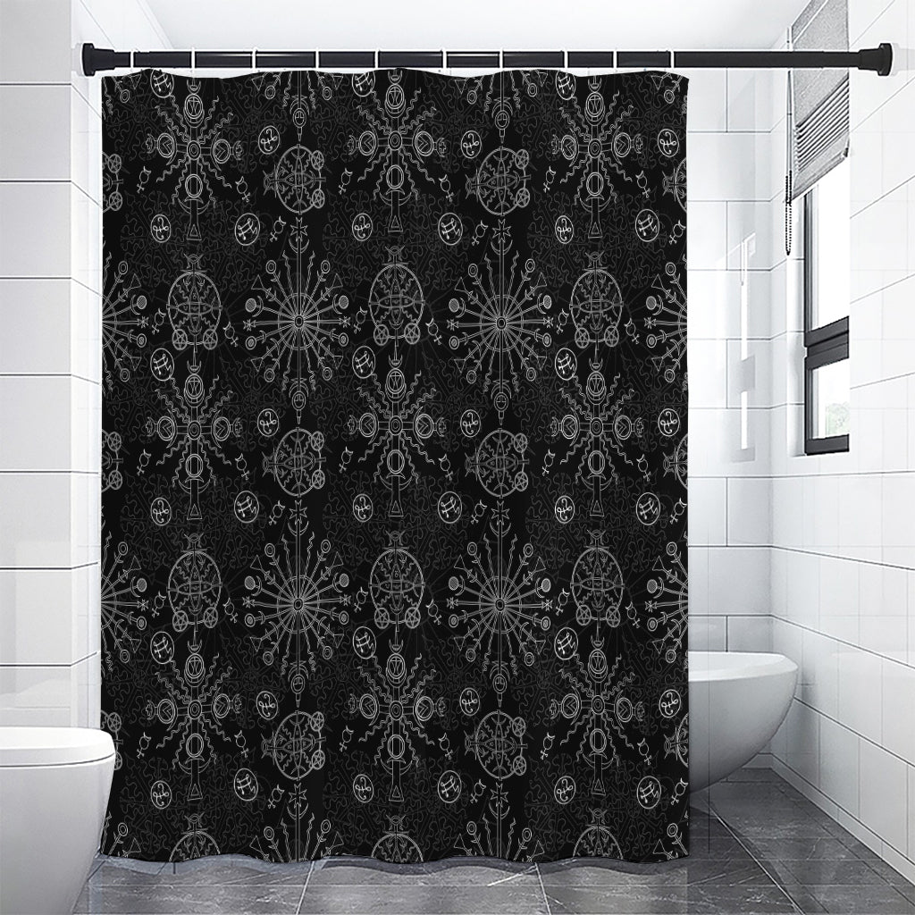 Black And White Wiccan Mystic Print Shower Curtain