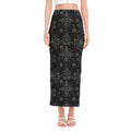Black And White Wiccan Mystic Print Side Slit Maxi Skirt