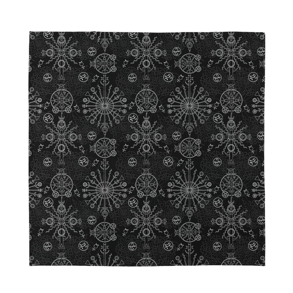 Black And White Wiccan Mystic Print Silk Bandana