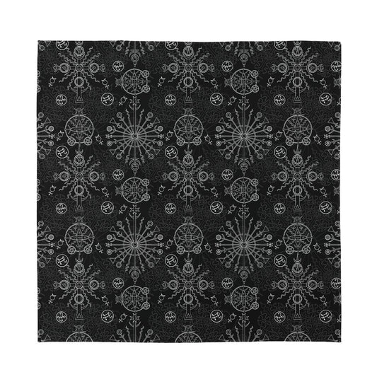 Black And White Wiccan Mystic Print Silk Bandana