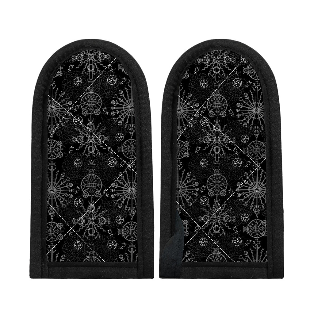 Black And White Wiccan Mystic Print Skillet Handle Cover