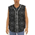 Black And White Wiccan Mystic Print Sleeveless Baseball Jersey