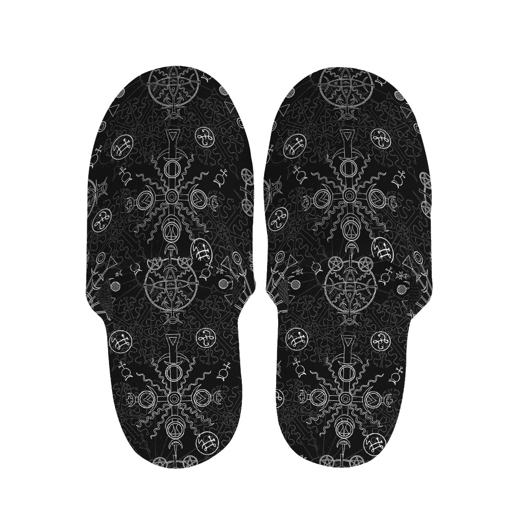 Black And White Wiccan Mystic Print Slippers