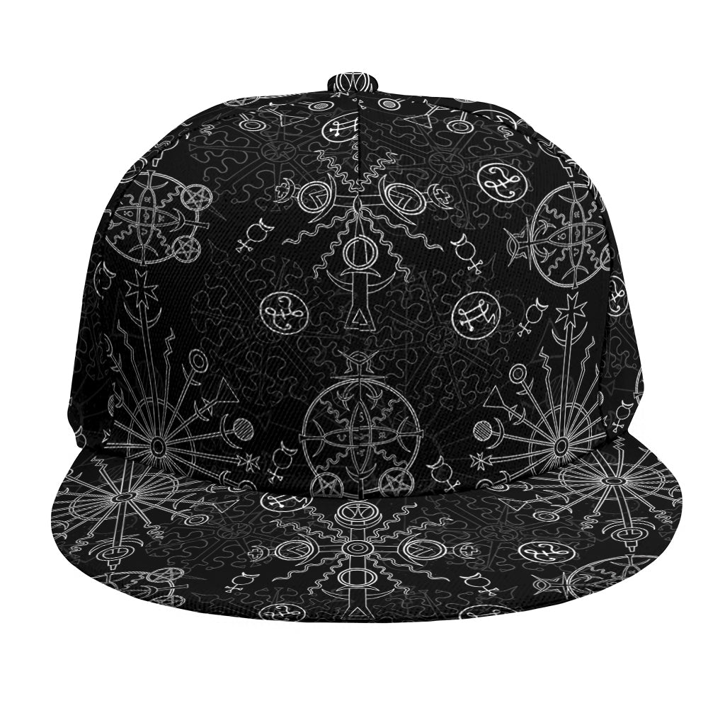 Black And White Wiccan Mystic Print Snapback Cap