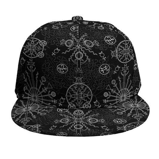 Black And White Wiccan Mystic Print Snapback Cap