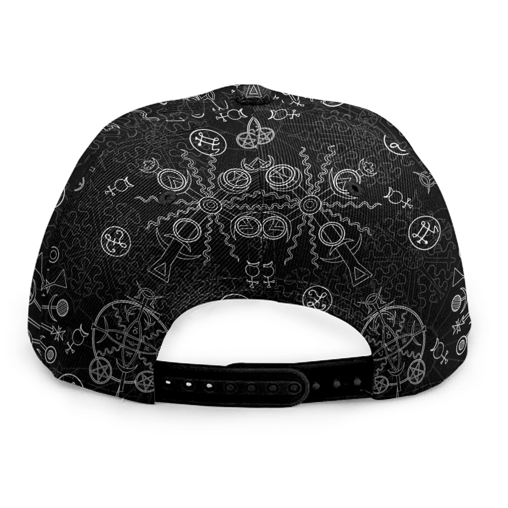 Black And White Wiccan Mystic Print Snapback Cap