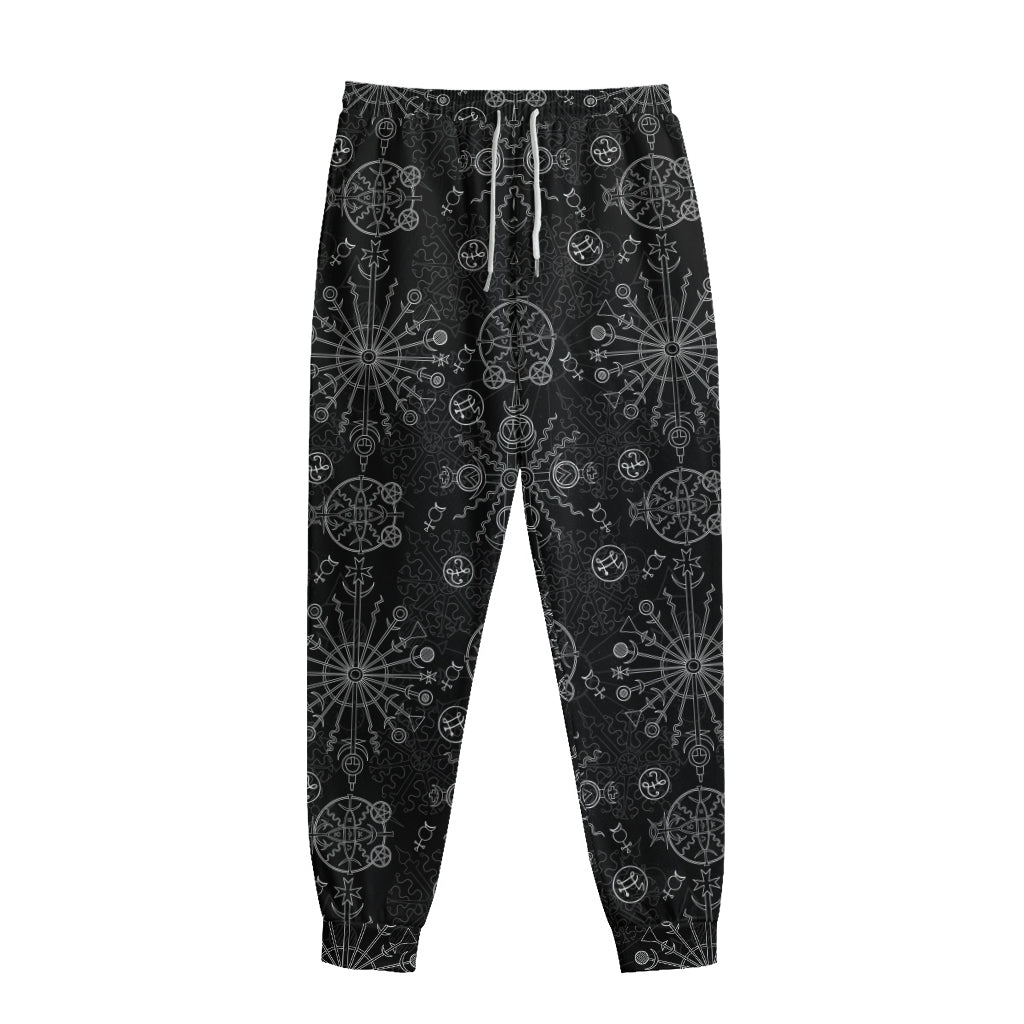 Black And White Wiccan Mystic Print Sweatpants