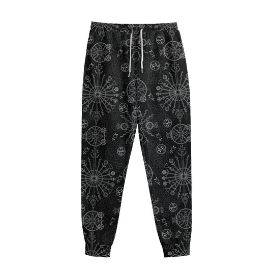 Black And White Wiccan Mystic Print Sweatpants