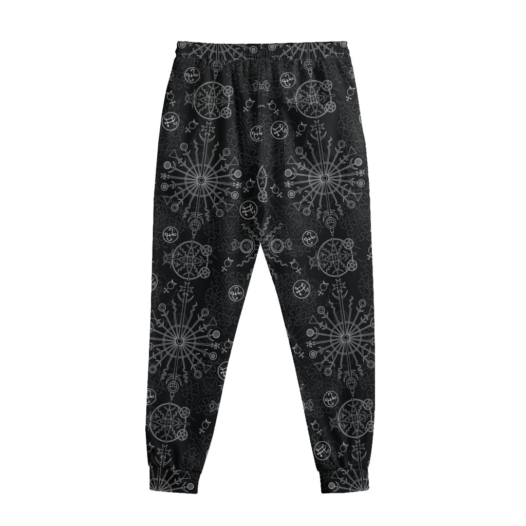 Black And White Wiccan Mystic Print Sweatpants