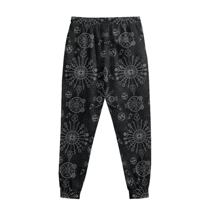 Black And White Wiccan Mystic Print Sweatpants