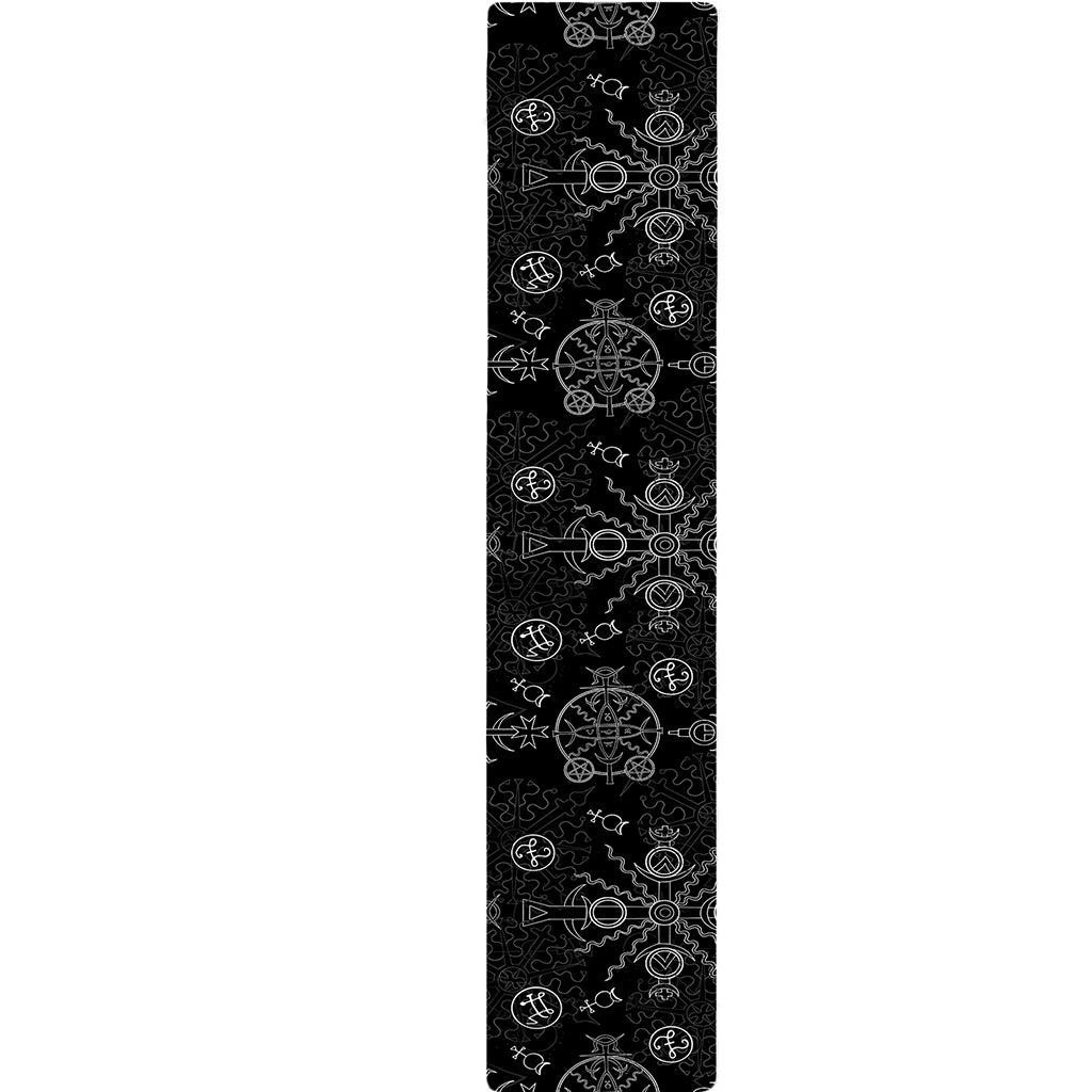 Black And White Wiccan Mystic Print Table Runner
