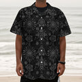 Black And White Wiccan Mystic Print Textured Short Sleeve Shirt
