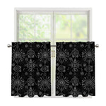 Black And White Wiccan Mystic Print Tier Curtains